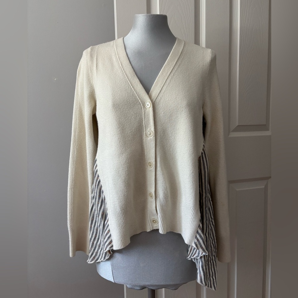 Moth Anthropologie Cream Button-Up Cardigan